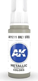 AK-Interactive 3rd Gen Acrylic Colors Metallic Modelling Colors oily steel, 17ml