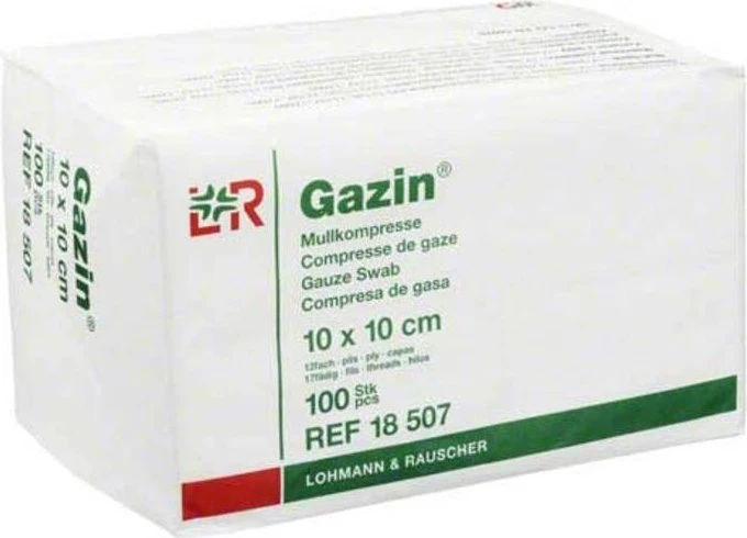 Lohmann & Rauscher Gazin Mullkompresse unsteril 12-fach, 10 x 10cm, 100 Stück