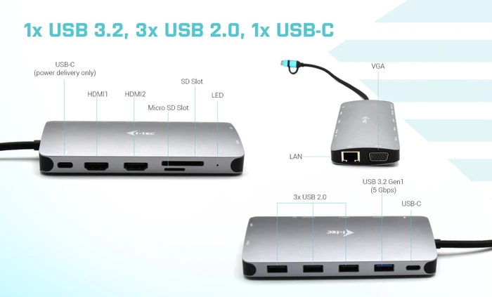 i-tec USB-C Metal Nano Dock, USB-C 3.0 [Stecker]