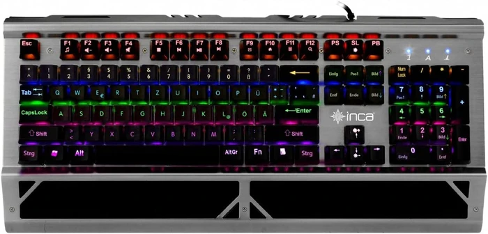 Inca IKG-444 Ophira Mechanical Gaming Tastatur, silber/schwarz, LEDs RGB, BLUE Switches, USB, DE