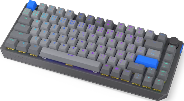 Endorfy Thock V2 75% Wireless, PBT, grau, LEDs RGB, hot-swap, Endorfy YELLOW, USB/Bluetooth, CZ/SK