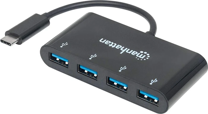 Manhattan USB-Hub, 4x USB-A 3.0, USB-C 3.0 [Stecker]