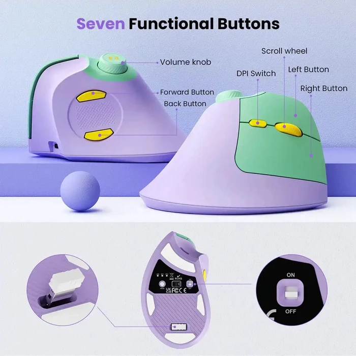 Seenda MOU-302, Vertical Wireless Mouse, schwarz, USB/Bluetooth