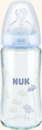 NUK First Choice Glas-Trinkflasche Silikon, 0+M, 240ml