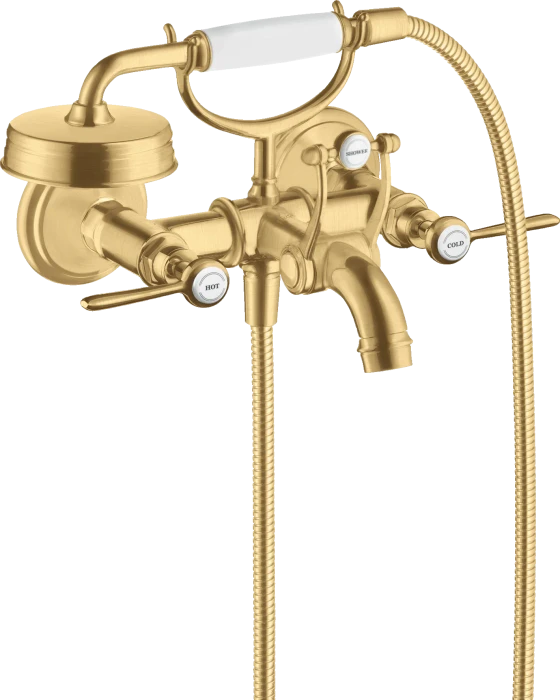 Hansgrohe Axor Montreux 2-Griff Wannenarmatur Aufputz mit Hebelgriffen brushed goldoptik