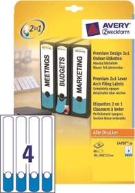 Avery-Zweckform Ordneretiketten, 288x38mm, weiß/blau, 20 Blatt (80 Etiketten)