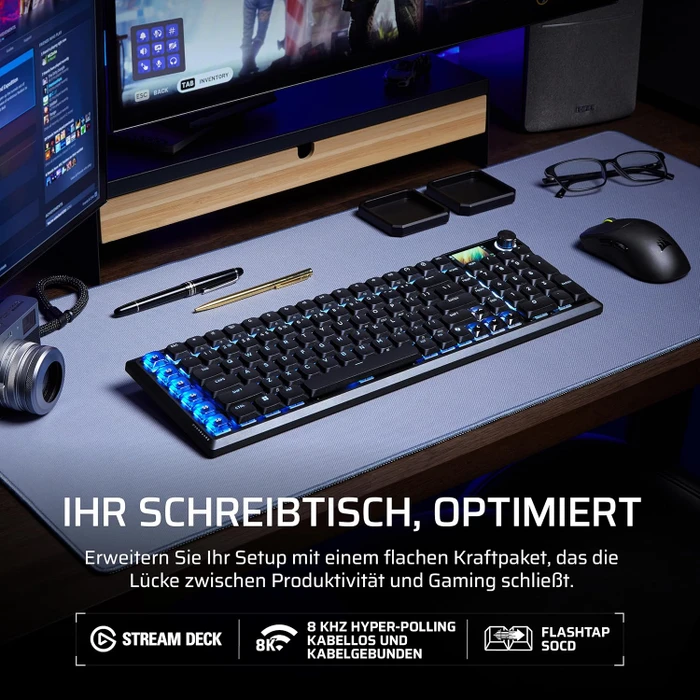 Corsair Vanguard Air 99 Wireless, schwarz, LEDs RGB, Corsair OPX Low-Profile, USB/Bluetooth, DE
