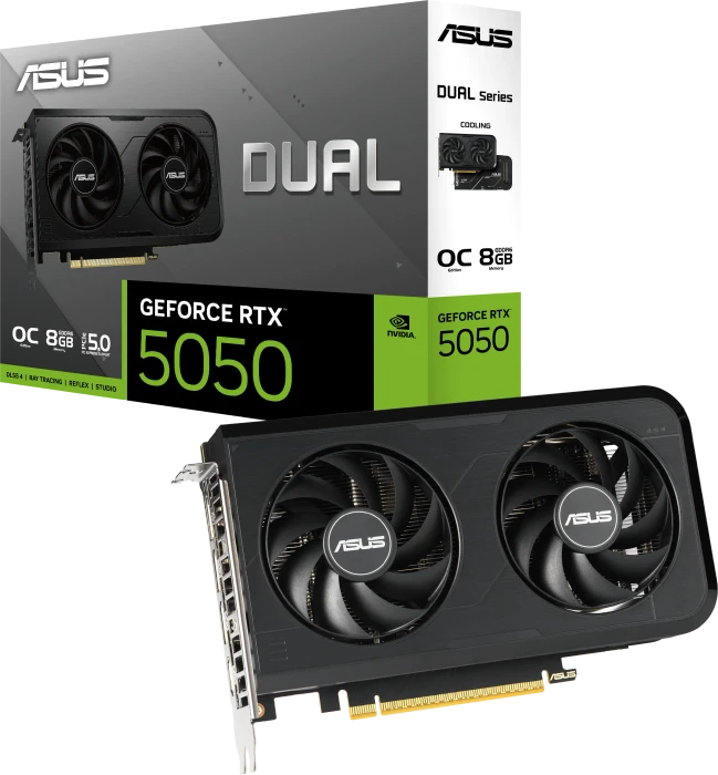 ASUS Dual GeForce RTX 5050 OC, DUAL-RTX5050-O8G, 8GB GDDR6, HDMI, 3x DP