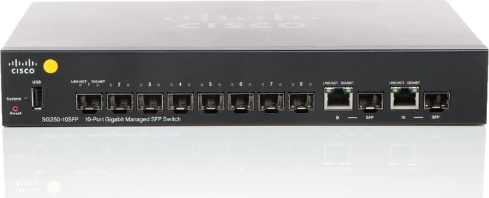 Cisco SG350 Desktop Gigabit Managed Switch, 8x SFP, 2x RJ-45/SFP
