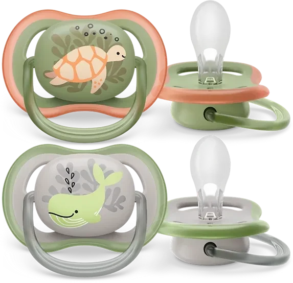 Philips Avent SCF085/60 Ultra Air Beruhigungsschnuller, 6-18M, Silikon, schildkröte/wal, 2 Stück