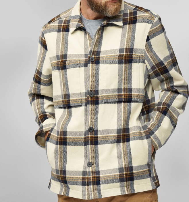 Fjällräven Singi Flannel Hemd langarm chalk white/dark navy (Herren)
