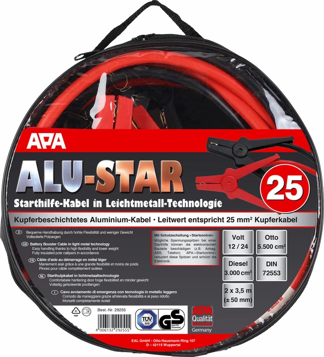 APA Starthilfekabel Alu-Star, CCA-Kabel mit Startcontrol 3.5m