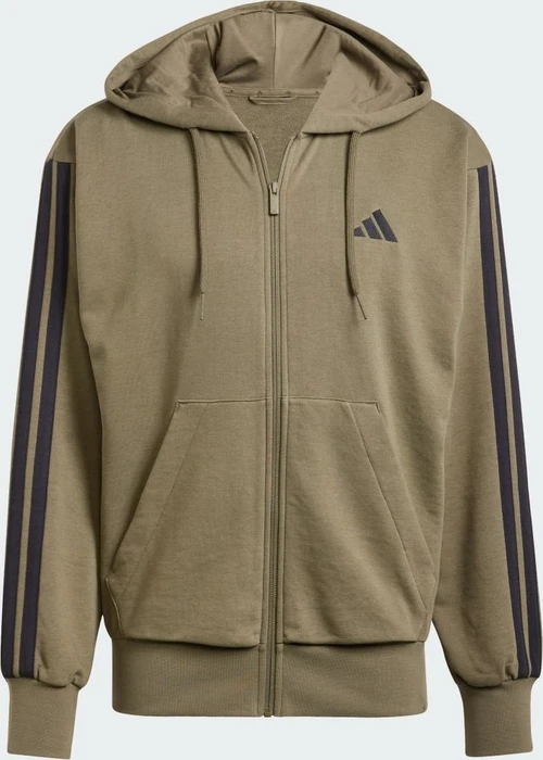 adidas Essentials 3-Streifen French Terry Hoodie olive strata/black (Herren)