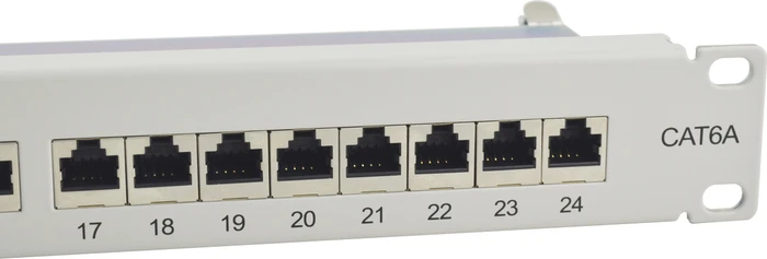 Equip Patchpanel Cat6a, geschirmt, 19", 24-Port, 1HE, 19", 1HE, grau