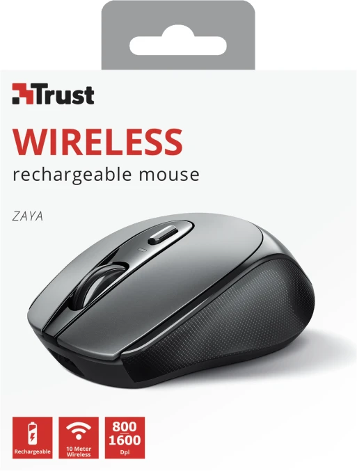 Trust Zaya Rechargeable Wireless Mouse grau/schwarz, USB