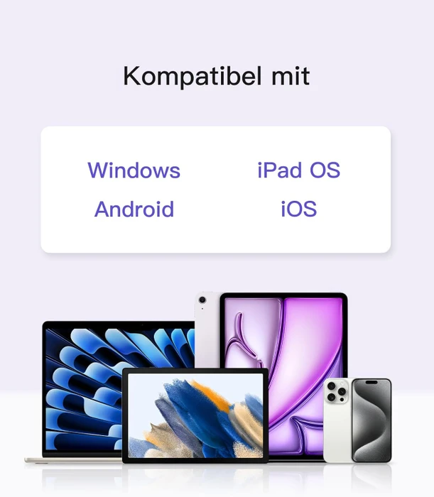 Inateck Tablet Tastatur mit Touchpad für Windows/iPad OS/Android, grau, DE