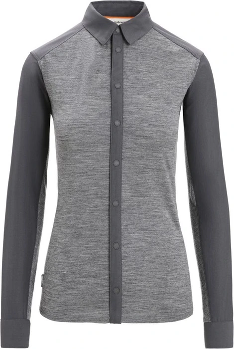 Icebreaker Merino Hike Funktionsshirt langarm gritstone heather/monsoon (Damen)
