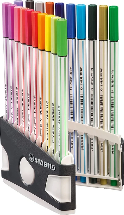 STABILO Pen 68 brush Arty sortiert, 20er-Set, Etui