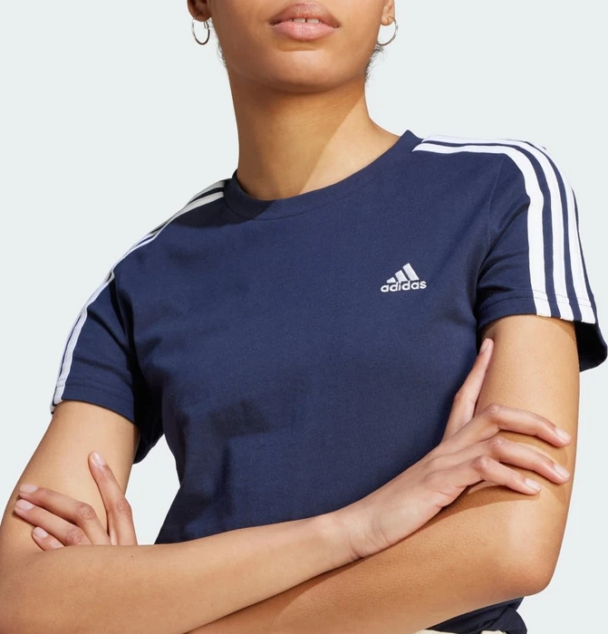 adidas Loungewear Essentials Slim 3-Streifen T-Shirt kurzarm legend ink/white (Damen)