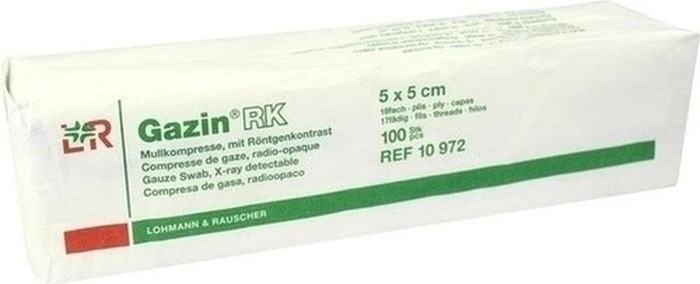 Lohmann & Rauscher Gazin RK Mullkompresse unsteril 16-fach, 5 x 5cm, 100 Stück