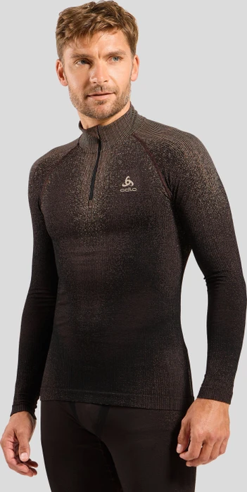 Odlo POW Blackcomb Baselayer Half Zip Funktionsshirt langarm fudge (Herren)