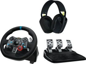 Logitech G29 Driving Force USB inkl. Logitech G435 Headset black/neon yellow (PS5/PS4/PS3/PC)