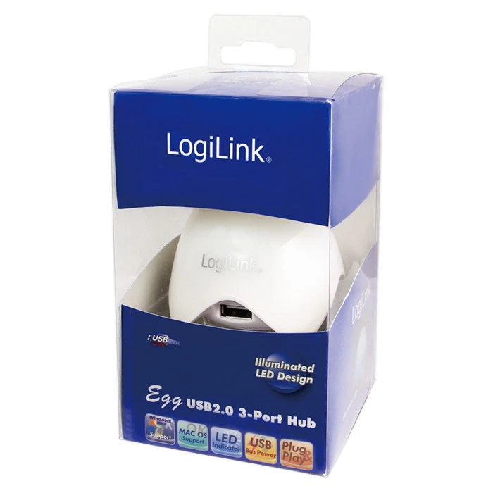 LogiLink Egg USB-Hub, 3x USB-A 2.0, USB-A 2.0 [Stecker]