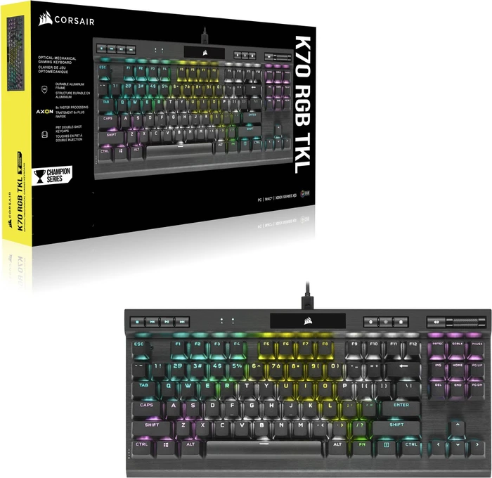 Corsair Gaming K70 RGB TKL - Champion Series, LEDs RGB, Corsair OPX, USB, UK
