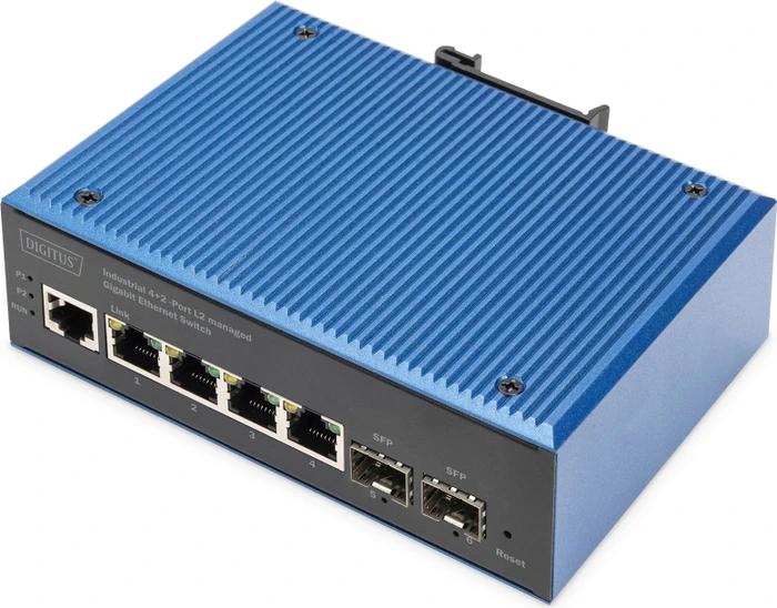 Digitus DN-65 Industrial Railmount Gigabit Managed Switch, 4x RJ-45, 2x SFP