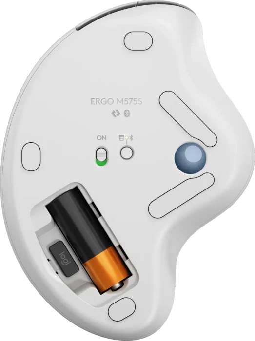 Logitech Ergo M575S Silent Wireless Trackball, Offwhite, Logi Bolt, Bluetooth