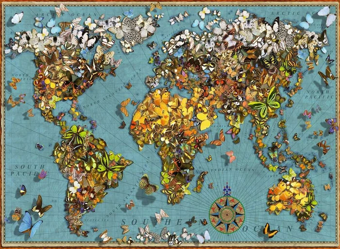 Ravensburger Puzzle Antike Schmetterling-Weltkarte