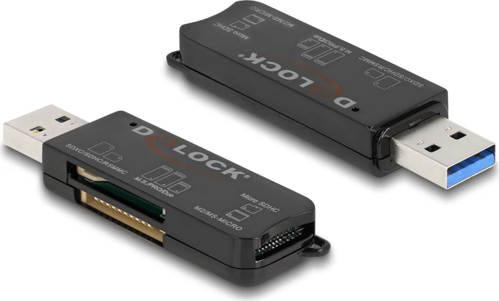 DeLOCK Card Reader für ür SD / Micro SD / MS Speicherkarten, USB-A 3.0 [Stecker]
