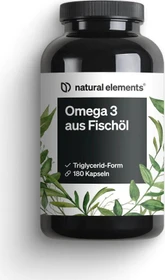natural elements Omega 3 aus Fischöl Kapseln, 180 Stück