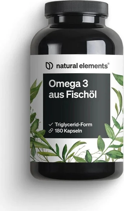 natural elements Omega 3 aus Fischöl Kapseln, 180 Stück