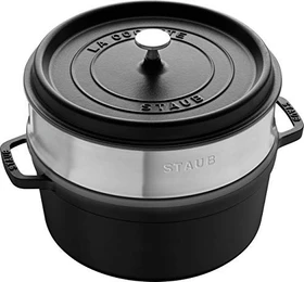 Zwilling Staub Cocotte Schmortopf rund mit Dämpfeinsatz 26cm 5.2l schwarz