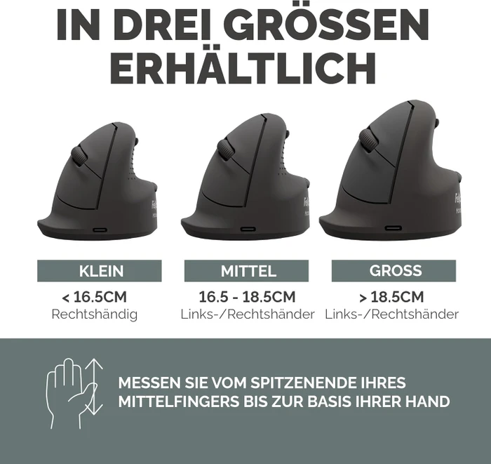 Fellowes Breyta Plus Vertical Mouse, medium, schwarz, USB/Bluetooth