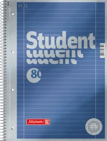 Brunnen Student Premium Collegeblock, A4, Lineatur 27, blau metallic, 80 Blatt