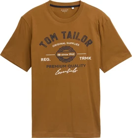 Tom Tailor Logo-Print T-Shirt kurzarm deep cognac (Herren)