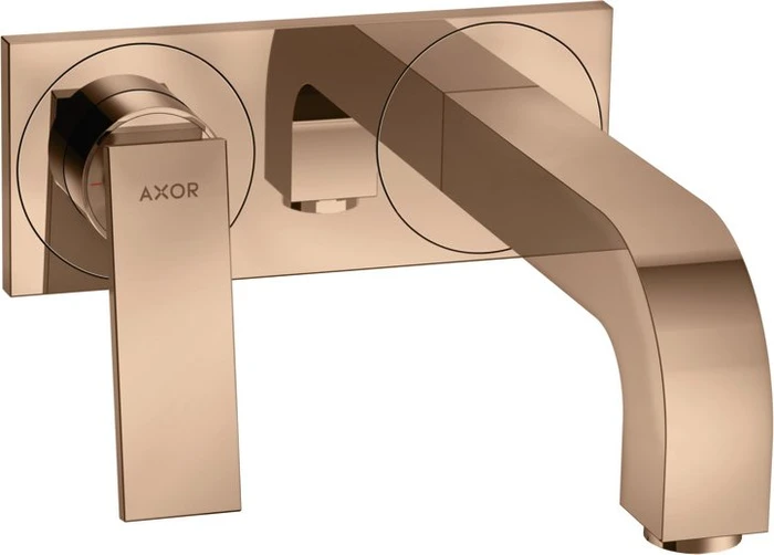 Hansgrohe Axor Citterio 2-Loch Waschbeckenarmatur mit Hebelgriffen und Platte 220mm polished red gold
