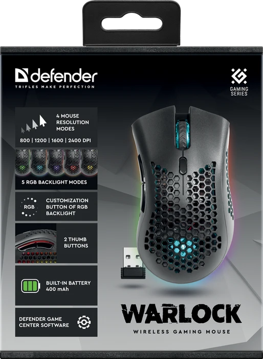 Defender Warlock GM-709L Wireless Gaming Mouse schwarz, USB