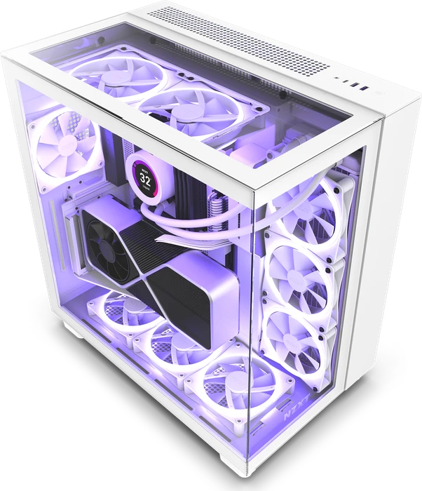 NZXT H9 Elite White, weiß, Glasfenster