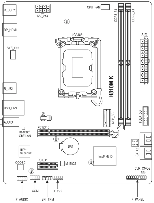 GIGABYTE H810M K (Intel 1851)
