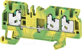 Weidmüller S3C 2.5 PE Schutzleiter-Reihenklemme, SNAP IN, grün / gelb, 2.5 mm², 800 V, Anzahl Anschlüsse: 3, Anzahl der Etagen: 1, TS 35, V-0, Wemid