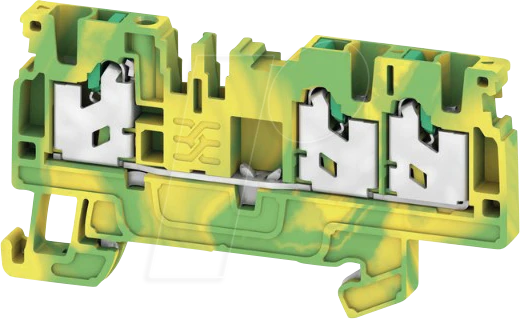 Weidmüller S3C 2.5 PE Schutzleiter-Reihenklemme, SNAP IN, grün / gelb, 2.5 mm², 800 V, Anzahl Anschlüsse: 3, Anzahl der Etagen: 1, TS 35, V-0, Wemid