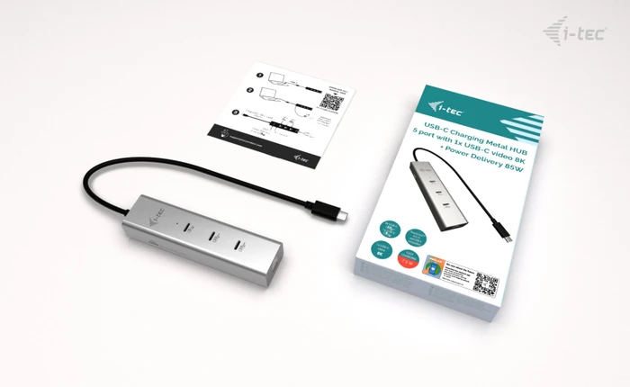 i-tec Charging Metal HUB 5port with USB-C video 8K + Power Delivery 85W, USB-C 3.1 [Stecker]
