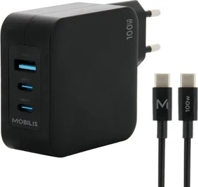 Mobilis Wall Charger GaN 100W 2x USB-C + USB-A schwarz