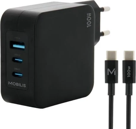 Mobilis Wall Charger GaN 100W 2x USB-C + USB-A schwarz
