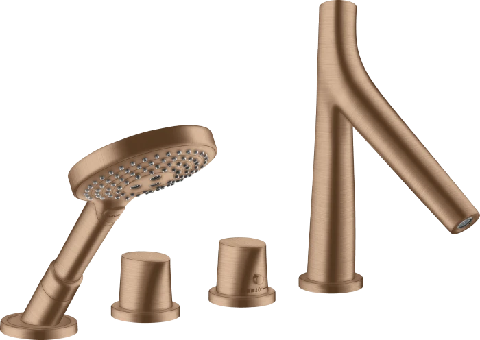Hansgrohe Axor Starck Organic 4-Loch Wannenrandarmatur mit Thermostat brushed red gold