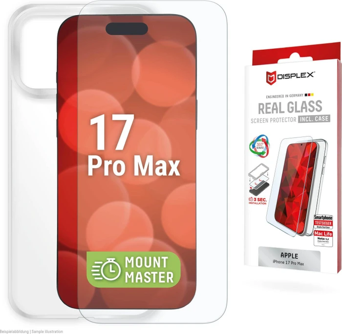Displex Real Glass + Case mit Mount Master für Apple iPhone 17 Pro Max