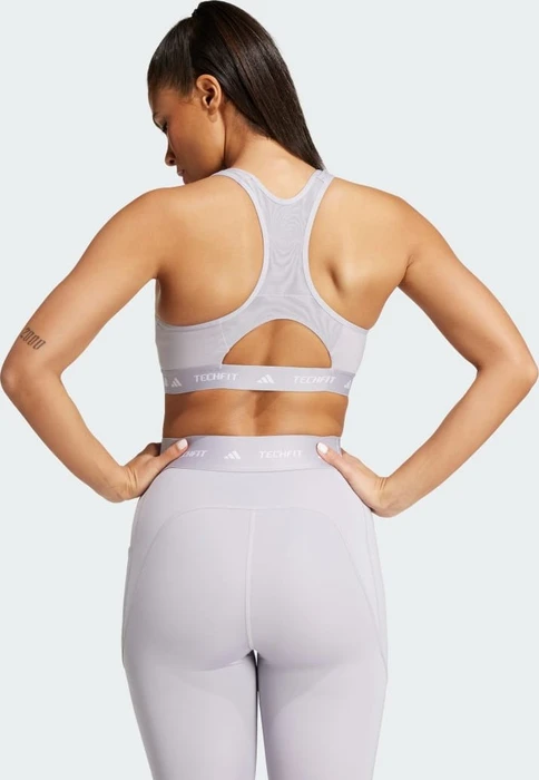 adidas TECHFIT Medium-Support High-Neck Sport-BH glory grey (Damen)
